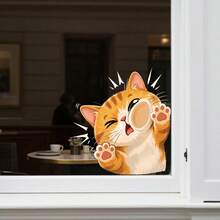 Cute Orange Cat Car Sticker - Funny Cartoon Broken Glass Cat Waterproof Removable UV-Resistant Self-Adhesive Car Truck SUV Van Rear Window And Side Window Sticker - Cat Window Sticker - View 3