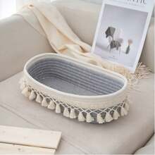 1 chiếc giỏ đan bằng dây cotton kiểu Bohemian, dùng để đựng khăn giấy, trang trí nhà cửa theo phong cách Boho, trang trí phòng ngủ. - Nhiều màu - Xem 15