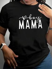 Camiseta casual de manga corta para mujer 1 pieza 100% algodón pesado - Cuello redondo cómodo, tops suaves y adorables. - Negro - Ver 2