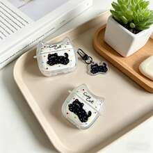Ốp bảo vệ thiết kế hình mèo dễ thương, tương thích với đế sạc không dây của Apple, chống trầy xước và chống rơi vỡ. - Mèo dễ thương trong suốt - Xem 6