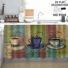 1pc, Home Decor, Coffee Pattern Printed Table Skirt, Kitchen Small Curtain, Kitchen Cabinet Cover, With Curtain Holes, Easy To Hang, Rectangular, Machine Woven, Machine Washable, Kitchen Decoration And Accessories, Perfect For Kitchen Cabinets And Home Decor - Multicolor - View 5