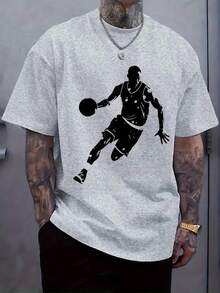 Camiseta de Baloncesto para Hombres Talla Grande 100% Algodón - Estilo  Blanco Sobredimensionado con Número 10, Manga Corta Transpirable Casual y Cómoda, Conjunto Deportivo Ideal Para Verano, Primavera, Otoño (Lavable a máquina) Ajuste Big & Tall PLUS SIZE - Gris - Ver 1