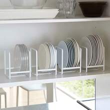 Estante vertical de metal para tazones y platos, rejilla multifuncional de drenaje, adecuado para almacenamiento de tablas de cortar y utensilios de cocina, ahorra espacio - Multicolor - Ver 5