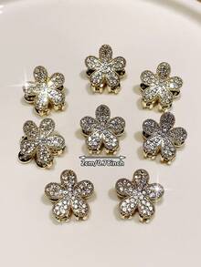4pcs Delicate Ditsy Floral Crystal Side Clips, Suitable For Side Bangs, Fringe, Gift For Girlfriend, Suitable For Back To School, Dates, Beach Vacation, Daily Commute, Practical Accessory!, Hair Clip, Party, Claw Clips, Hair Clip - Gold - View 5