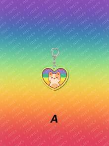 1个亚克力可爱条纹猫咪爱心LGBT主题吊坠装饰，背包配件/包包挂饰/书包配件/钱包吊坠/送朋友的礼物 - 彩色 - 查看 4