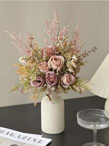 1/3 Bunch Artificial Flowers Silk Peony Bouquet Lavender For Wedding Party Decor, Fake Plants, Spring Autumn Winter Decoration, Room, Desk, Garden Decor, Room Decor Supplies Bridal Bouquet - Autumn Pink - View 5