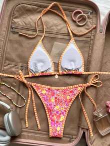 Swim Mod Women's New Solid Color Triangle Cup Bikini Set, Sexy Tie-Up Two Pieces Swimsuit For Summer Beach Vacation - Nhiều màu 4 - Xem 2