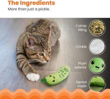 Catstages Crunchyu202fPickleu202fKickeru202fCatu202fToy U2013 Plush Crinkle Toy With Catnip And Dental Mesh, 6.5" - ColorB - 查看 5