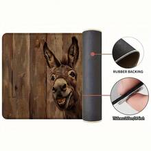 1 pieza Alfombra de lino con estampado de burro sonriente, felpudo de baño, felpudo de entrada, alfombra rectangular impresa en 3D para sala de estar, dormitorio, pasillo, baño, lavandería - Alfombra de poliéster para decoración del hogar interior y exterior - Multicolor - Ver 3