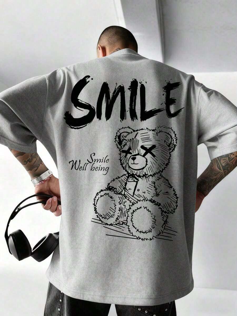 Zrgoth Men's Simple And Versatile Printed Short Sleeve T-Shirt - Grey - View 1