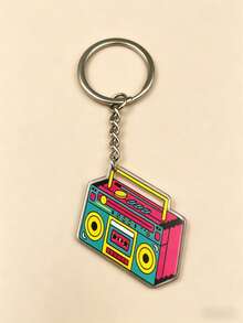 1pc Vintage Music Theme Keychain, Acrylic Keychain With Vinyl Record/Cassette Tape/Recorder Design, Unique Bag Charm Car Accessory Bag Charm School Cute Gothic Y2K Gift For Mom, Dad, Graduation, And Teacher, A Vintage And Nostalgic Keychain Set, Radio+Cassette+Gramophone Recorder Keychain Gift Bag, Acrylic 2D Flat, Bag And Backpack, Fun Design, Sturdy Zipper Chain Keychain, Clothing Accessory, Neutral Accessory - Multicolor - View 5