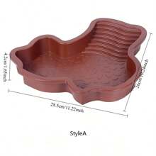1pc Sloped Extra Large Reptile Bathtub - Ideal For Geckos, Snakes, Turtles And Bearded Dragons - Durable Plastic Aquarium Accessory, Brown Leaf Design, Reptile Tank Accessory, Turtle Bath Tub, Suitable For Reptiles And Amphibians, Perfect For Feeding And Drinking - Multicolor - View 6