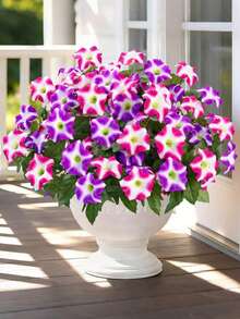 2/4/10/20株人造丝喇叭花装饰，适用于户外门廊花盆、前院、露台、窗台装饰，抗紫外线仿真户外植物 - 玫粉色 - 查看 11