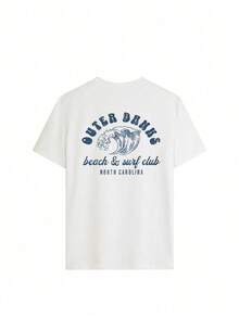 Blusas para Mujer Algodón Blanco Estampado "Outer Banks" Olas Manga Corta Casual Playa - Blanco - Ver 4