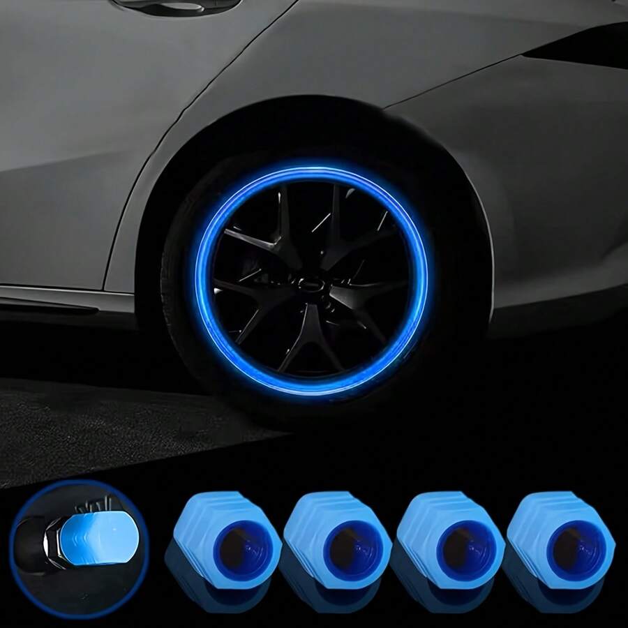 18个夜光轮胎气门嘴帽,耐用材质,酷炫汽车礼品,适用于轿车、SUV、自行车、摩托车、卡车,通用装饰配件 - 藍色18件 - 查看 1