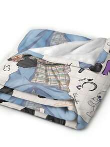 1pcs Soft Personalised Jung Merch Kook Flannel Thick Blanket, Suitable For Sofa, Bed, Living Room, Travel, Office, Shawl, Nap Blanket, Air Conditioning Blanket, Bed Sheet, Camping, Ideal Gift, Daily Gift - màu đen - Xem 6