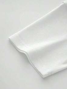 Camiseta de manga corta informal para mujer, con estampado gráfico de la era de la vaquera, blanca, de cuello redondo, corte regular, tejido de punto, elasticidad media, 100% algodón. - Blanco - Ver 5