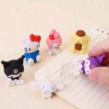 SANRIO 1/5/10/24个卡通系列盲盒惊喜3D橡皮擦，学生学习文具铅笔橡皮擦 - 节日派对圣诞礼物奖品（随机图案） - 彩色 - 查看 6