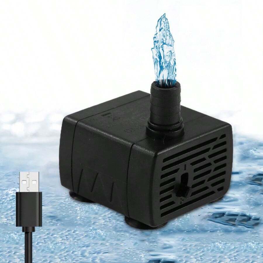 Ultra Quiet USB Aquarium Filter Pump, Mini Pet Water Dispenser, Submersible Adjustable Flow Water Circulation Pump, 5V 1-5W - 黑色 - 查看 1