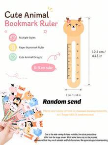 Bộ 50 chiếc thước kẻ và đánh dấu trang hình động vật dễ thương, thước kẻ và đánh dấu trang hình động vật hoạt hình, thước kẻ và đánh dấu trang 2 trong 1 hình động vật, thước mini 5cm, đánh dấu trang phần thưởng trong lớp học, đồ dùng văn phòng phẩm trường học, nhật ký, phụ kiện đọc sách, học tập, dành cho người yêu sách. - Bộ thước kẻ và thẻ đánh dấu trang hình động vật - Xem 3