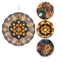 3D Mandala Wind Spinner With American Flag Design - Bird Repellent & Rotating Wind Chime, Battery-Free, Feather-Inspired Outdoor Decor, 1pc (Pendant Not Included), Random Style - A - View 9