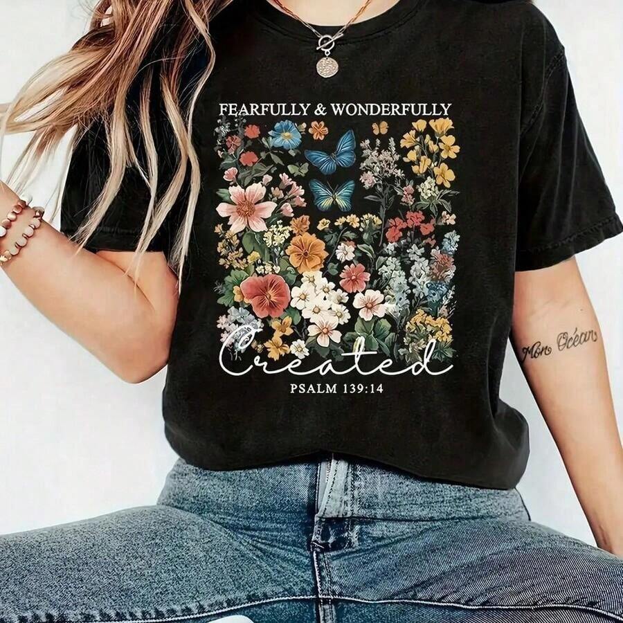 Camiseta con Estampado de Letras Simples, Cuello Redondo Casual, Manga Corta de Verano para Mujer, Día de la Bandera, Resistente a la Decoloración, Para Adultos, Para Mujeres, Estilo Gráfico Moderno, Casual de Fin de Semana - Negro - Ver 1