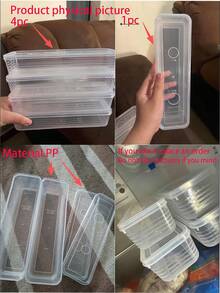 1/2/4/6/8/10 Buah Wadah Penyimpanan Makanan Persegi Panjang, Kotak Organizer Kulkas Plastik yang Dapat Digunakan Kembali untuk Daun Bawang, Peterseli, Ketumbar, Bawang Putih, Mie, Telur, Dengan Tutup, Dapat Dicuci dengan Tangan, Perlengkapan Dapur (9,84 inci/1,97 inci/2,56 inci) - transparan - View 9