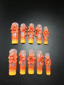 10 piezas de uñas cuadradas de 4.5cm hechas a mano, decoradas con gotas de agua, pétalos y rayas, adecuadas para mujeres y niñas, Día de San Valentín, fiestas, festivales y uso diario. Accesorios de uñas, juegos de uñas acrílicas, arte de uñas prensadas a mano, pegatinas de uñas falsas y productos para uñas. Uñas - Multicolor - Ver 2