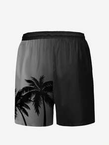 Pantalones cortos de playa para hombre con estampado de árbol de coco en degradado, transpirables, con bolsillos laterales, bañador - verde menta - Ver 4
