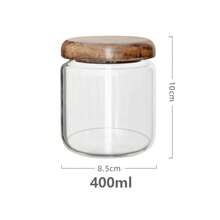 KEMORELA-contenedor de almacenamiento de alimentos transparente, tarro redondo de madera de Acacia para té, aperitivos de frutas secas, tarro de almacenamiento sellado de vidrio para cocina - L - Ver 8