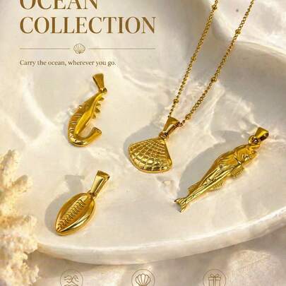 1 chiếc dây chuyền mặt dây chuyền hình đại dương bằng vàng 18K, dây chuyền choker thời trang dành cho nữ, thích hợp cho kỳ nghỉ biển và đeo hàng ngày, món quà đầy phong cách.