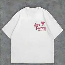 White 1pcs Women's Double-Sided Printing Von Dutchh Heart Logo With Key And Year 1999 Fabric Soft & Skin-Friendly Unisex Style Gifts For Spring Festival, Valentine's Day, St. Patrick's Day & Worl - 灰色 - 查看 6