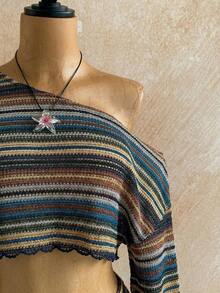 Casual 2-Piece Set Consisting Of A Cropped Top With An Irregular Neckline And Lettuce Hem, And Shorts, In A Solid Color, For Vacation, Spring/Summer - Multicolor 4 - View 6