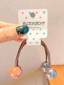 7/14pcs/Set Mixed Color Crystal Beaded Elastic Hair Ties, High Elasticity No Hair Damage - Suitable For Girls And Women, Multiple Color Options: Dark Brown, Milky White, Navy Blue, Burgundy And More, Casual, Commute, Outdoor Sports, Easy Hairstyling, Add Stylish Touch, Random Color,Travel,Birthday - Multicolor - View 5
