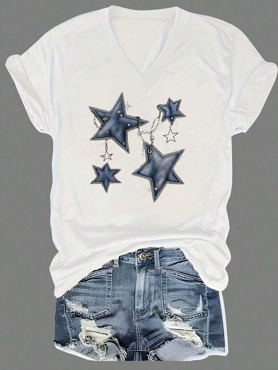 Camiseta de mujer moderna, informal, para fiestas y para estar en casa, 100% algodón, corte holgado..corteholgado.NewFashionableCasualPrintedLooseShort-SleeveT-Shirt-VintageStreetStyleUnisexLooseCottonShortSleeveCrewNeckT-Shirtblusasparadamacasuales - Blanco - Ver 1