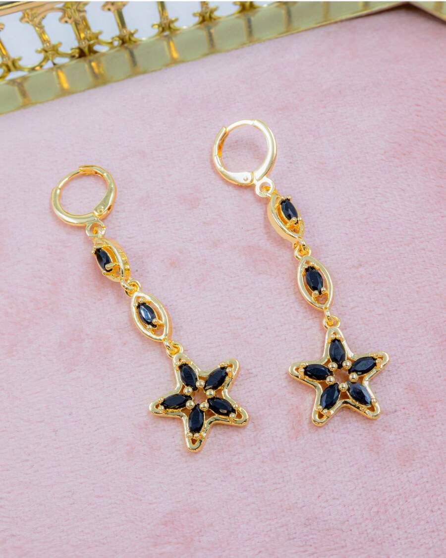 1 par de Aretes largos para mujer y circonita cúbica, Diferentes Diseños - 12 - Ver 1