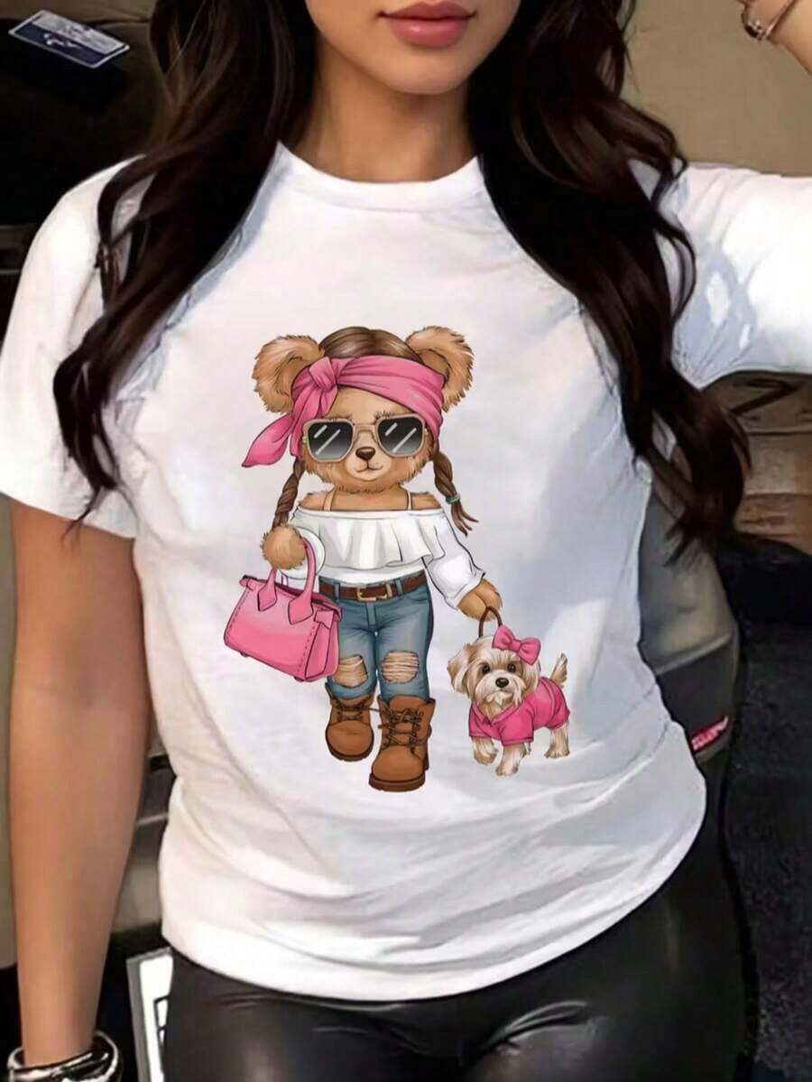 1 Animal Cartoon Bear Casual None Beach Home Vacation Wedding Sporty Office Sports & Fitness Airport Outfits Lunch Stage & Concert Travel Country Music Concert Summer JFHE - 黑色 - 查看 1