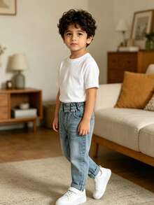 Quần Jeans Denim Rộng Rãi Thường Ngày Cho Bé Trai, Phong Cách Mùa Thu - Màu xanh nhạt - Xem 7