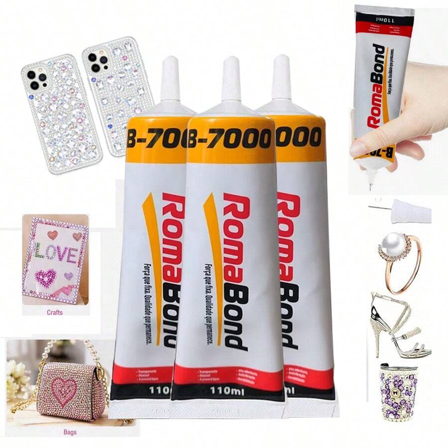 Keo dán trang sức đa năng trong suốt B-7000 mới, keo dán đá quý cho phụ kiện đội đầu, trâm cài, khảm trang sức, kim cương, ngọc trai, bông tai, mặt dây chuyền, keo thủ công DIY siêu bền.