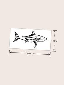 1pc Waterproof & Smudge-Proof Temporary Tattoo, PVC Fake Shark Tattoo Sticker For Daily Use - Black - View 5