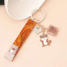 1pc Women's New Alloy Drip Oil Otter Cute Pendant, Rhinestone Heart Tree Resin Tag Charm, ATM Card Remover, Long Nail Card Puller, Keychain, Practical Bag Charm Accessories Keychains Teacher Gift - Multicolor - View 4