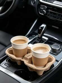 50个装纸杯托盘，双层纤维饮料托架，适用于冷热饮，便携式咖啡杯托架，适用于咖啡馆、餐厅、杂货店、果汁吧 - 彩色 - 查看 3