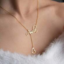 Dây chuyền khắc tên theo yêu cầu, Mặt dây chuyền khắc tên theo yêu cầu, Quà tặng Ngày của Mẹ, Dây chuyền hình trái tim phong cách retro bằng thép không gỉ, Dây chuyền khắc tên theo yêu cầu dành cho nữ, Trang sức mùa hè, Phụ kiện đi biển dành cho nữ, Quà tặng Ngày của Mẹ - Nhiều màu - Xem 5