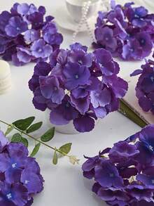 5/20/250 piezas Ramo de hortensias artificiales, adecuado para el hogar, restaurante, sala de estar, decoración de jardín exterior, se puede usar para bodas, jardín del hogar y decoración de fiestas, flores artificiales, ramo de novia, ramo nupcial, decoración de bodas, ramo del Día de la Madre, decoración de primavera - Morado - Ver 4