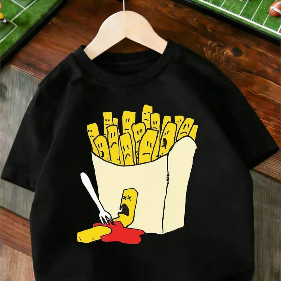 Printed T-Shirt For Men And Women - Black - View 1