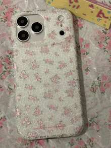Funda de teléfono estilo coreano con delicado encaje floral para iPhone 17 Pro Max, 16 Pro, 15 Pro, 14 Pro Max, diseño femenino con cobertura completa y protección - Rosa - Ver 4