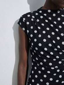 Vestido midi con volantes de escote en V sin mangas con estampado bohemio MAIJA - Negro - Ver 5
