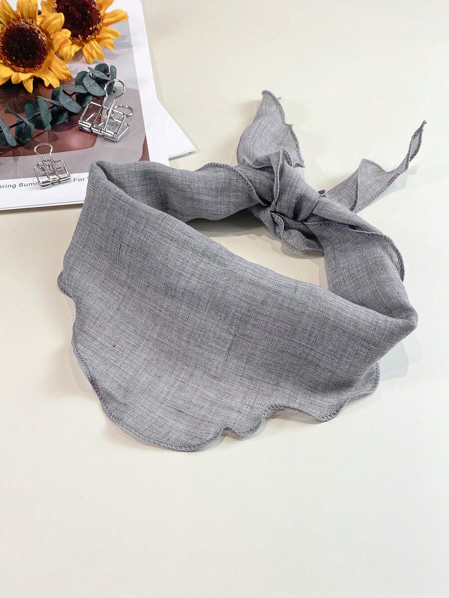 1 pieza Bufanda triangular con flecos de unicolor minimalista, casual y de vacaciones, esencial para viajar, toalla de playa - Gris - Ver 1