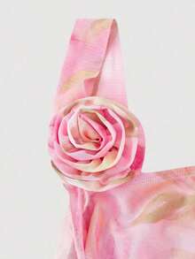 MOD Vestido romántico con estampado floral para mujeres, adecuado para citas, Día de San Valentín - Rosa 2 - Ver 7