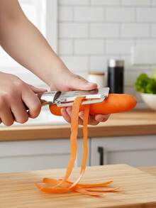 1pc Multifunctional Stainless Steel Peeler With Wooden Handle, High Quality Durable And Easy To Clean, Suitable For Various Fruits And Vegetables, Essential Kitchen Tool, Random Color - Multicolor - View 8
